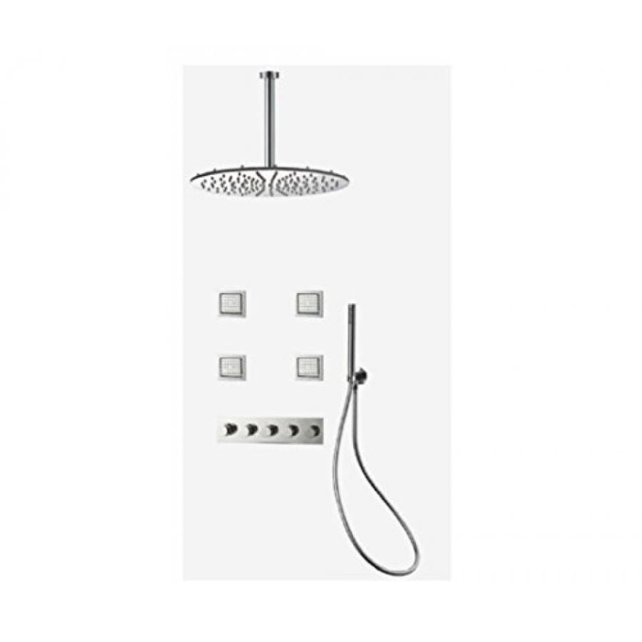 シャワーヘッド HYY@ Ceiling concealed shower shower set shower massage showerhead shower 300x2mm (Round) (Light grey nozzie)