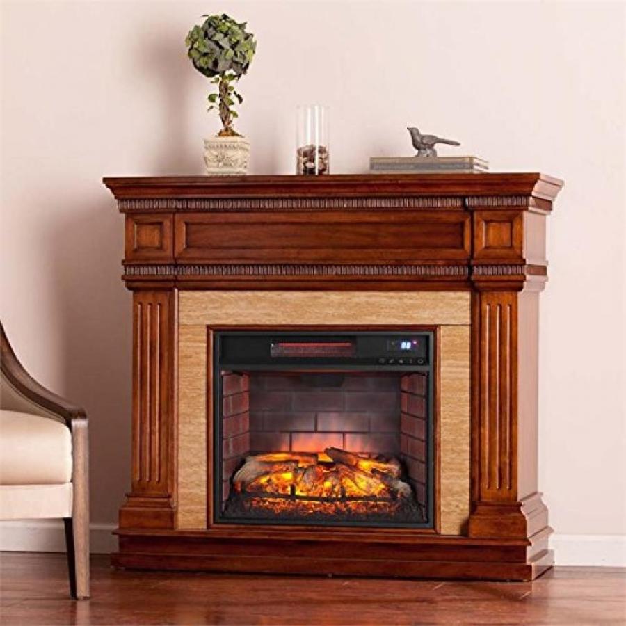 電子ファン Southern Enterprises Faircrest Infrared Electric Fireplace in Oak