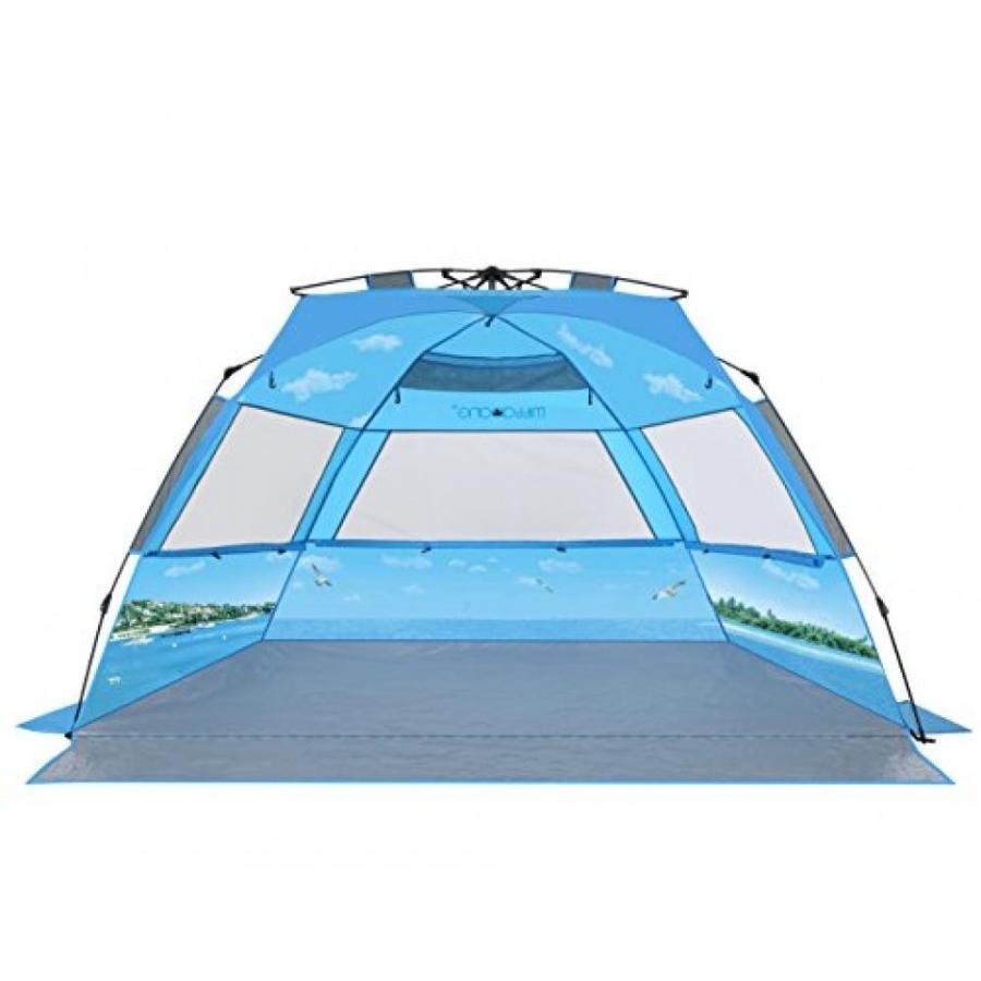 テント mittaGonG Instant Pop Up Portable Beach Tent Sun Shelter Blue Sky and Ocean XL 95