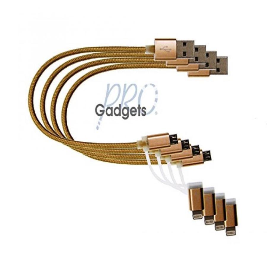 2 in 1 PC GadgetsPRO 2-in-1 Golden Edition Lightning & Micro USB cable for all lightning and android devices, 0.25m10in (4-pack)
