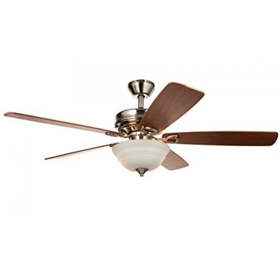 電子ファン Hyperikon Indoor Ceiling Fan with Remote Control - 52-inch Brushed Nickel Ceiling Fan Fixture， Energy Star - Five Wood Blades and Frosted
