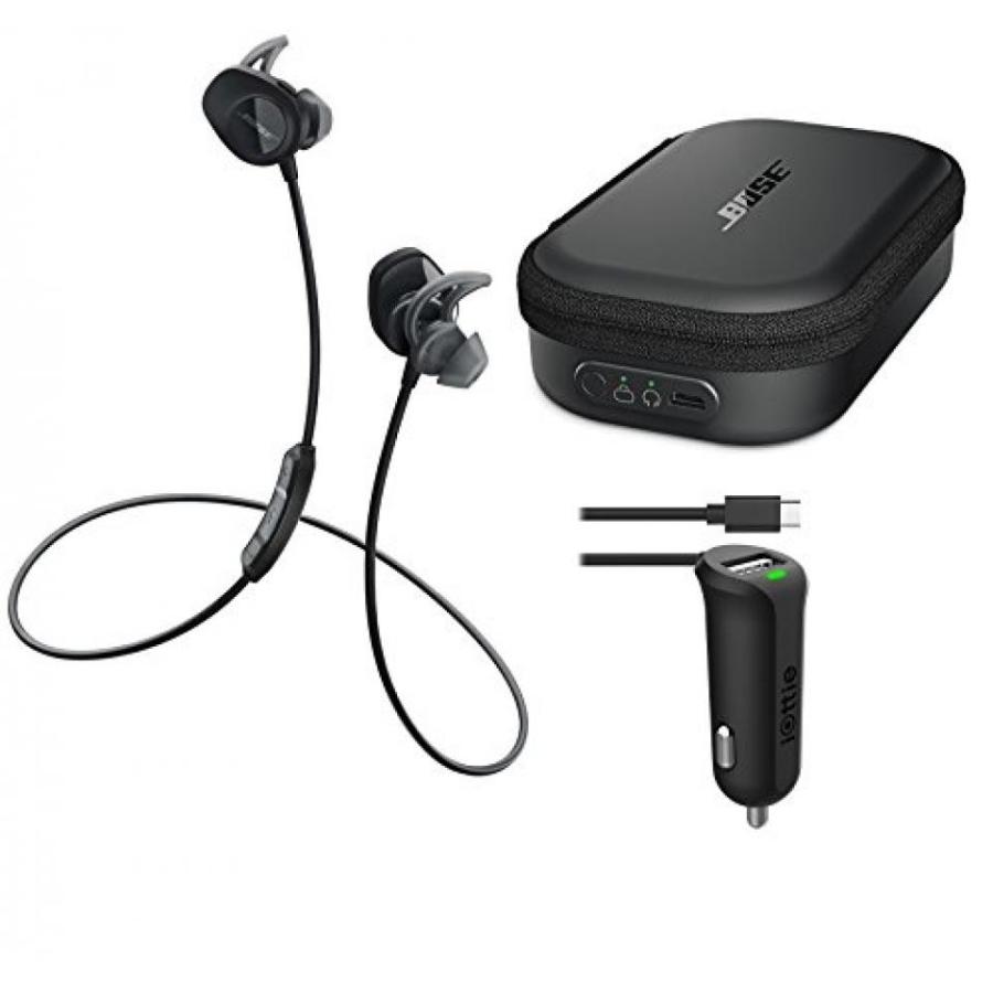 ブルートゥースヘッドホン Bose SoundSport Wireless In-Ear Headphone - Black Bundle with Bose Charging Case & iOttie RapidVolt Micro USB Car Charger｜sonicmarin