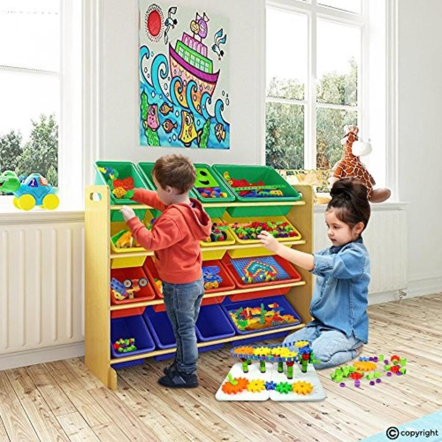 幼児用おもちゃ ETI Toys | 16 Multi Bin Toy Organizer (Beech) | 4 Extra Large Capacity Bins | Durable, Premium Grade MDF | BPA-Free Fun Storage Bins｜sonicmarin｜05
