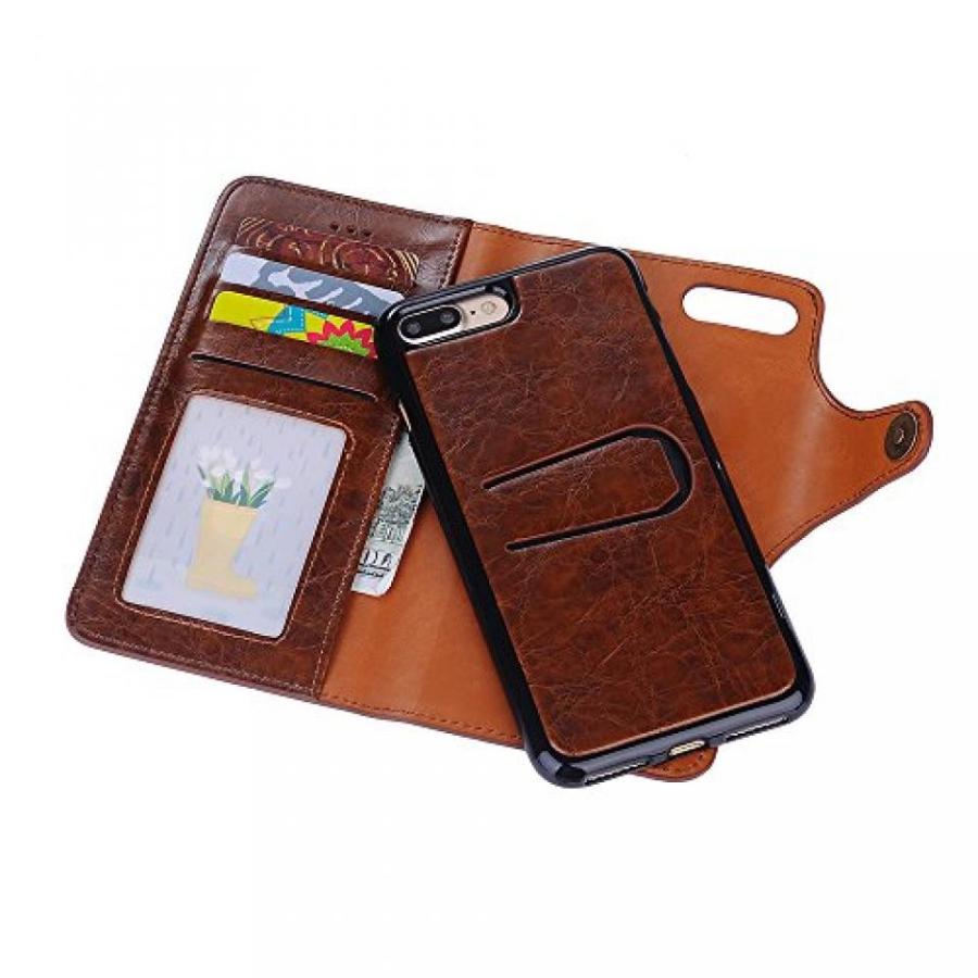 2 in 1 PC iPhone 7 Plus Wallet Cell Phone Case Folio Magnetic Detachable, SAVYOU 2in1 Luxury Series Vegan Leather Flip Wallet Card Holder with