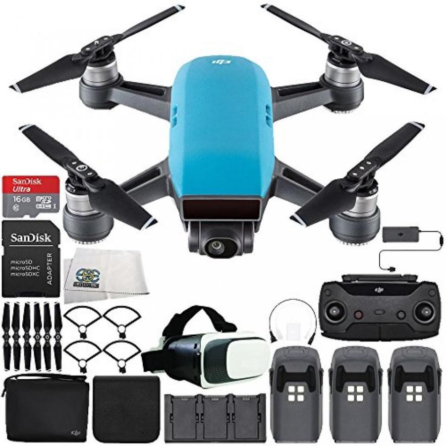 ドローン DJI Spark Portable Mini Drone Quadcopter Fly More Combo Virtual Reality Experience VR Ultimate Bundle (Sky Blue)