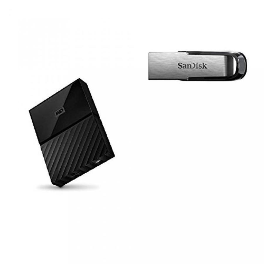 外付け HDD ハードディスク WD 4TB Black USB 3.0 My Passport Portable External Hard Drive and SanDisk Ultra Flair USB 3.0 128GB Flash Drive Bundle