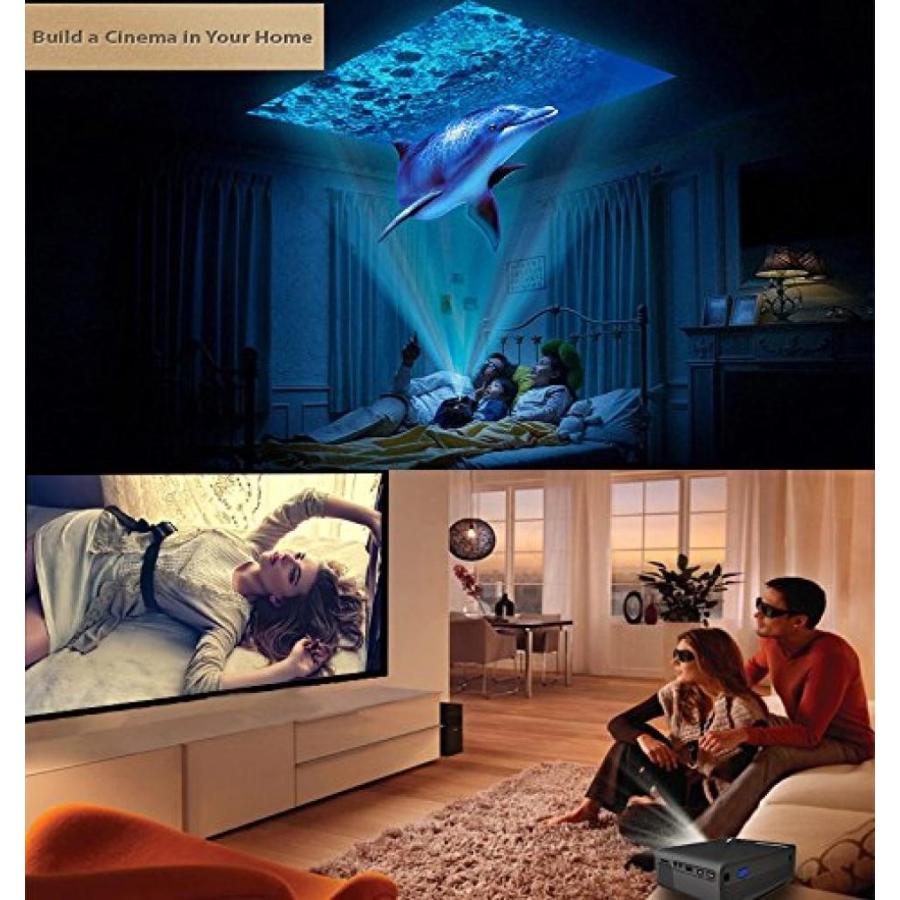 プロジェクター Meer 1200 Lumens 130 inch LED 1080P Supported Projector with VGA, AV, HDMI, USB, SD Card Slot and Built-in Speaker for Home Theater｜sonicmarin｜05