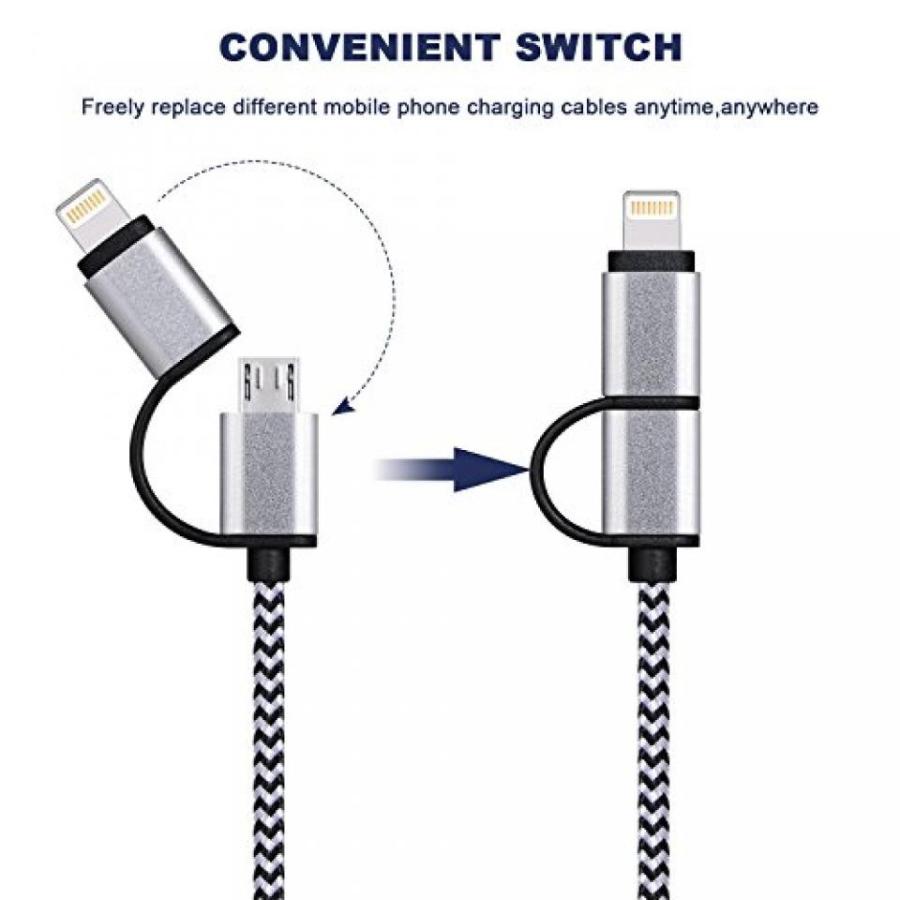 ペア 2 in 1 PC Sundix 2in1 Braided Lightning to USB Cable cords with Aluminum Connector