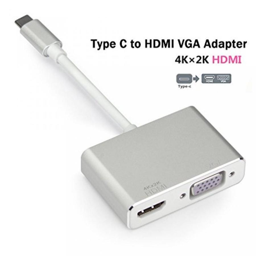 2 in 1 PC USB Type C to HDMI VGA Adapter, T circle 2 in 1 USB 3.1 Type C Multiport Converter Adapter with 4K HDMI or VGA Video for MacBookChromeBook｜sonicmarin