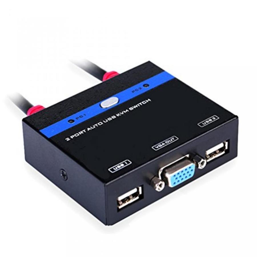 「送料無料・年末感謝」 外付け機器 2 Way USB KVM Switch Box， Iseebiz Intelligent 2 Port VGA USB Selector with Desktop Controller and 2 Built-in VGA USB Cable for PC 【IQY1312940333】(47532円)