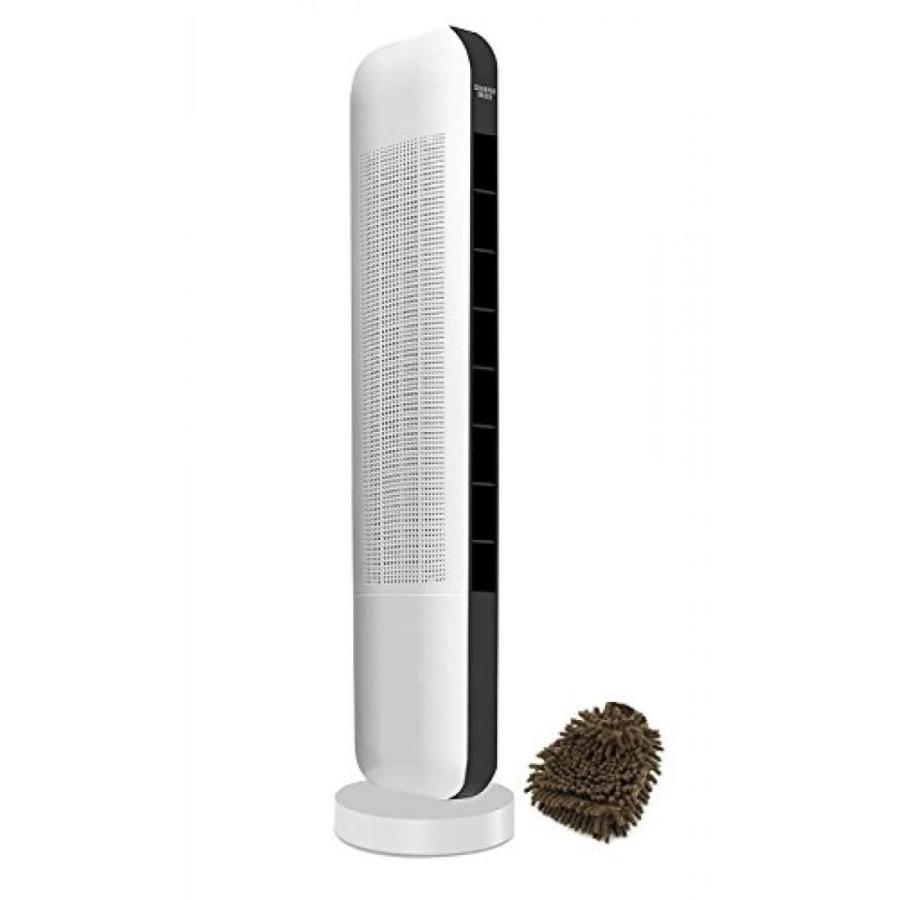 電子ファン Sharper Image TSI-TF601-WHT Tower Fan， 36” White， ETL Certified， with Remote Control (Complete Set) w Bonus: Premium Microfiber Cleaner