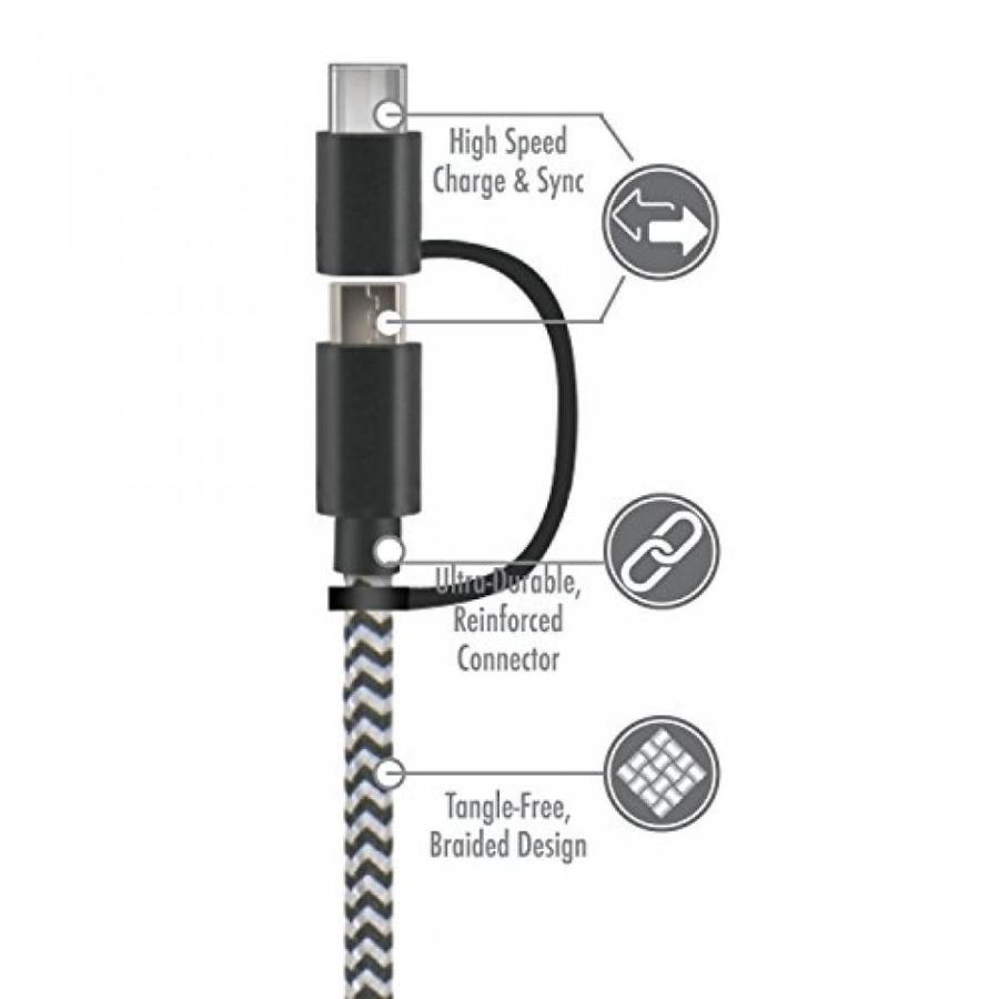 激安卸売り 2 in 1 PC Gopala Micro USB Cable， 5ft 1.5m Nylon Braided High Speed USB2.0 to Micro USB Sync and Charging Cable for Android， Samsung， Nexus， LG，