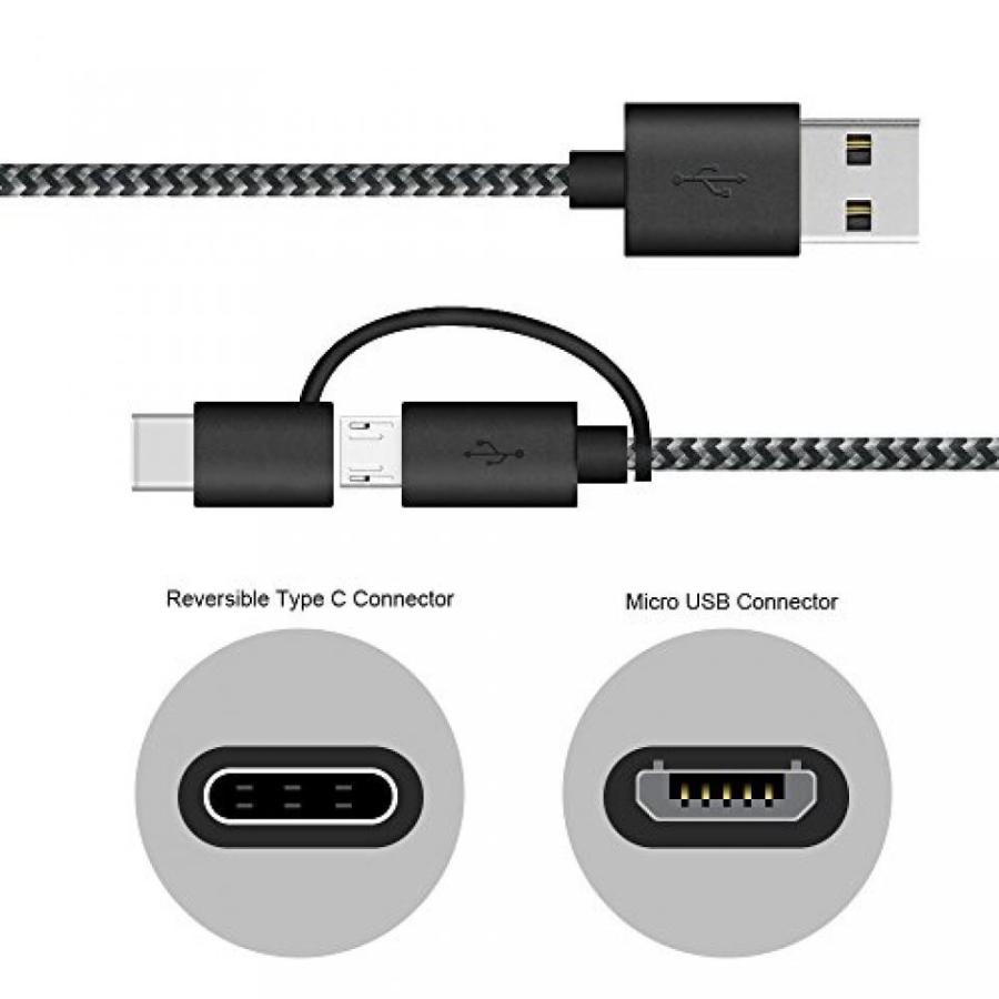 激安卸売り 2 in 1 PC Gopala Micro USB Cable， 5ft 1.5m Nylon Braided High Speed USB2.0 to Micro USB Sync and Charging Cable for Android， Samsung， Nexus， LG，
