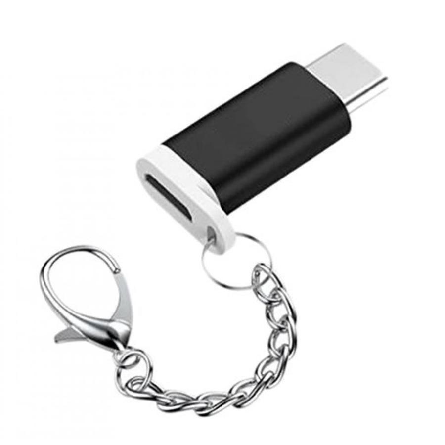 2 in 1 PC Drawihi USB Type C Adapter with Keychain Type C Connector for Charge Black