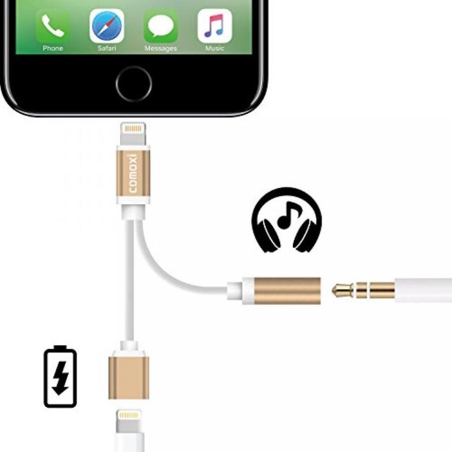 2 in 1 PC 2 in 1 Lightning Adapter for iPhone 7  7 Plus, Comoxi Lightning Charger and 3.5mm Earphone Stereo Jack Cable Adapter [No Music Control] for｜sonicmarin｜05