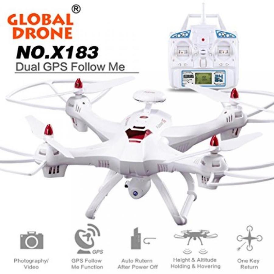 ドローン Drone with Camera,Aritone Global Drone 6-axes X183 With 2MP WiFi FPV HD Camera GPS Brushless Quadcopter (White)