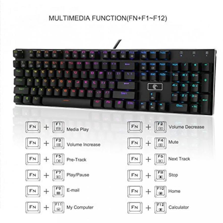 ゲーミングPC Z-88 Programable RGB Backlit Water-Proof Mechanical Gaming Keyboard with 104 Keys Anti-Ghost keys, Brown Switches, Black｜sonicmarin｜06