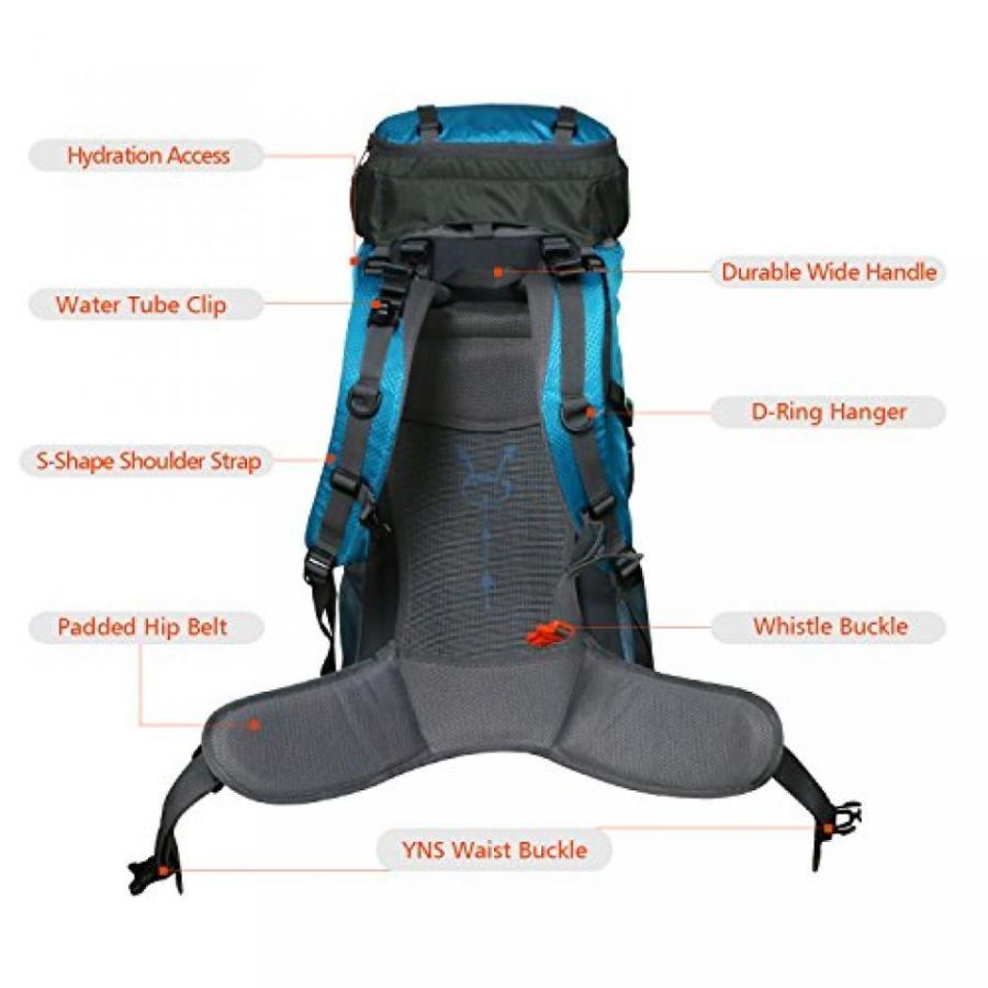 テント Waterproof 60L Camping Hiking Backpack- Vihir Nylon External Frame Travel Bag with Rain Cover for Men Women, Blue｜sonicmarin｜06