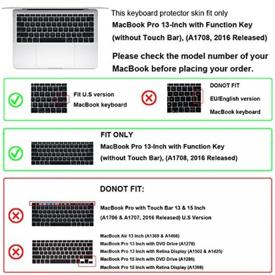 初めて出品します 2 in 1 PC ProElife 2016 NEWEST Ultra Thin Silicone Keyboard Cover Skin for MacBook Pro 13-Inch with Multi Touch Bar A1706