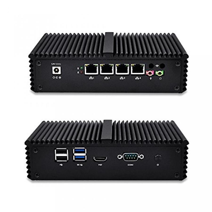 割引制度 PC パソコン Qotom-Q350G4 Linux Fanless Mini PC with 4 Ethernet LAN Support pfSense Intel Core i5-4200U Computer (8G RAM + 64G SSD + 300M WiFi +