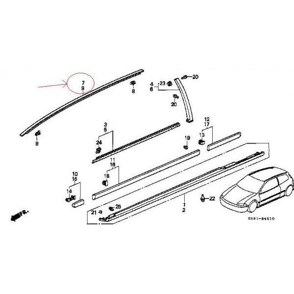 ホンダ 純正 新品 EG6 シビック ルーフモール 左右 セット クリップ