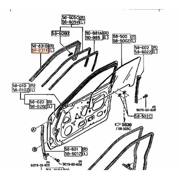 ☆ マツダ 純正 新品 FC3S RX-7 レインレール ウェザーストリップ 左右