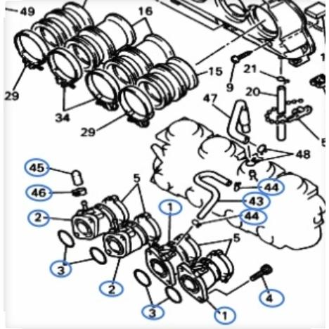 ★ヤマハ純正新品★XJR400 XJR400R 4HM インシュレーター 同調プラグ 負圧ホース キャブレター インマニ パッキン ガスケット | 