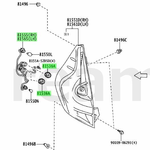 トヨタアクア nhp10後期テール用ユニットハーネス左右セット ☆ トヨタ 純正 新品 NHP10 アクア 後期 テールランプ テールレンズ