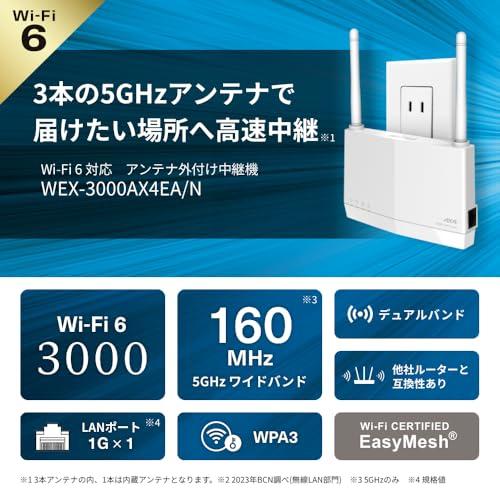 BUFFALO WEX-3000AX4EA Wi-Fi 6 中継機 バッファロー Wi-Fi 6 中継機 2401+573Mbps EasyMesh コンセント直挿し