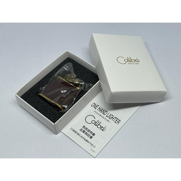 Colibri[コリブリ]フリントオイルライター ブラスバレル革巻き茶 308 