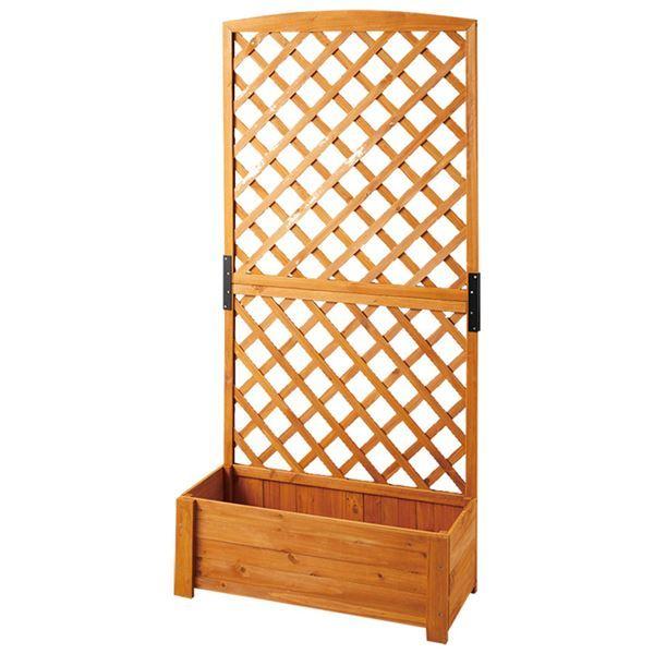 組立簡単 ラティス/ガーデンラック 3点セット 〔格子タイプ 高さ150cm〕 プランターカバー付き 木製 組立品 〔園芸用品〕