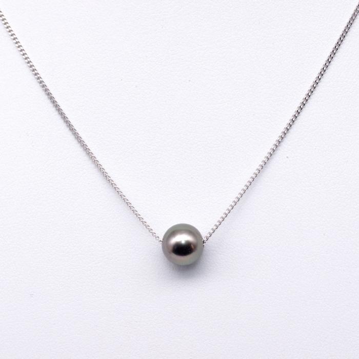 あこや真珠スルーペンダント　ブラック系 パール　8.5ｍｍ　スライド式チェーン 約５０ｃｍ カジュアル フォーマル ギフト |  | 01