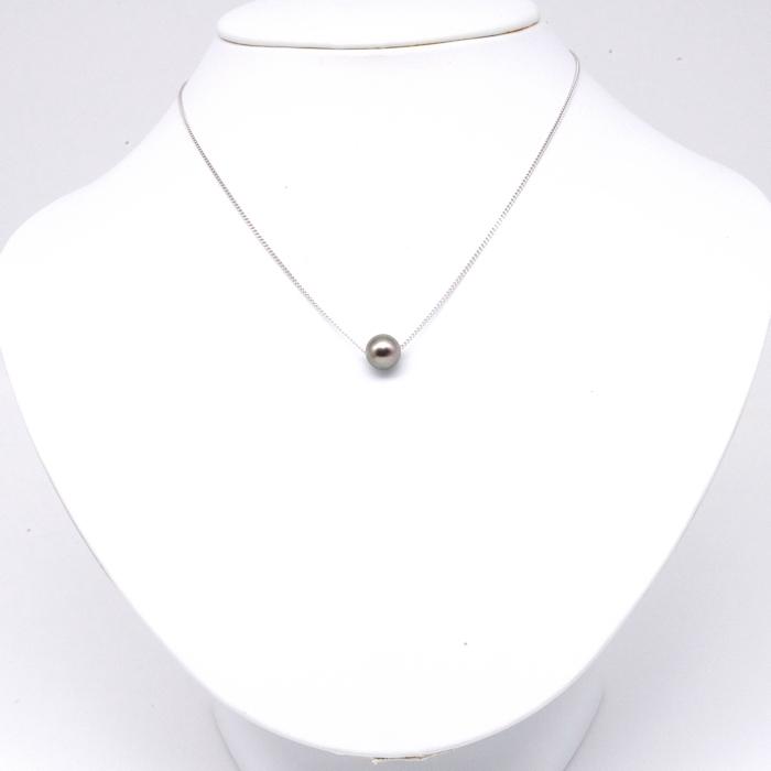 あこや真珠スルーペンダント　ブラック系 パール　8.5ｍｍ　スライド式チェーン 約５０ｃｍ カジュアル フォーマル ギフト |  | 03