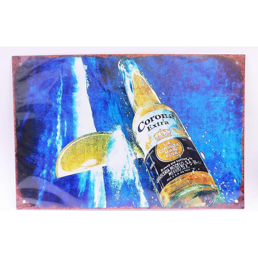 ブリキ看板 コロナビール Corona コロナエキストラ レトロ看板 20cm 