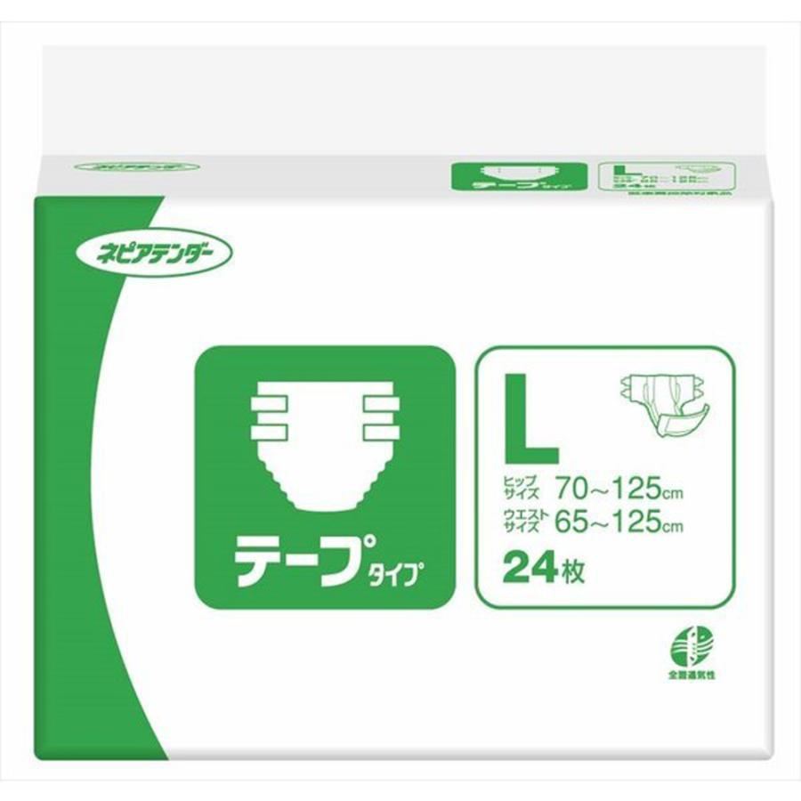 送料無料ネピアテンダー テープタイプサイズL 24枚 4セット大人用おむつ介護用 ネピアテンダー 王子ネピア テープタイプ Lサイズ 計24枚 大人用