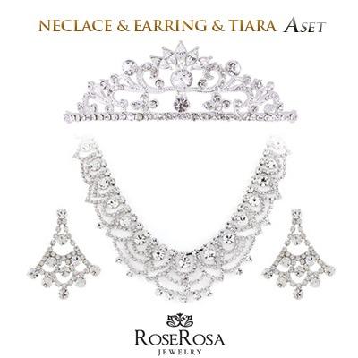 ブライダルセット ティアラ ネックレス rose rosa ピアス イヤリング  