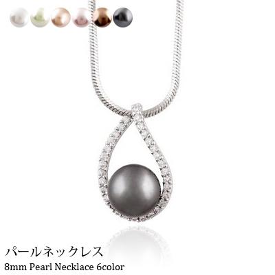 輸入雑貨　クリスタル　天然石　真珠アート　シルバー　宝石アート　パール ネックレス rose rosa メール便対応 真珠 パール オーストリア産