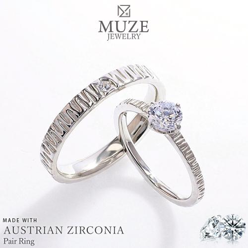 MUZE JEWELRY 指輪 ペアリング シルバー925プラチナ仕上げ ハートキューピッド Heart&Cupid プラチナ 仕上げ SV925 ジルコニア シルバーリング