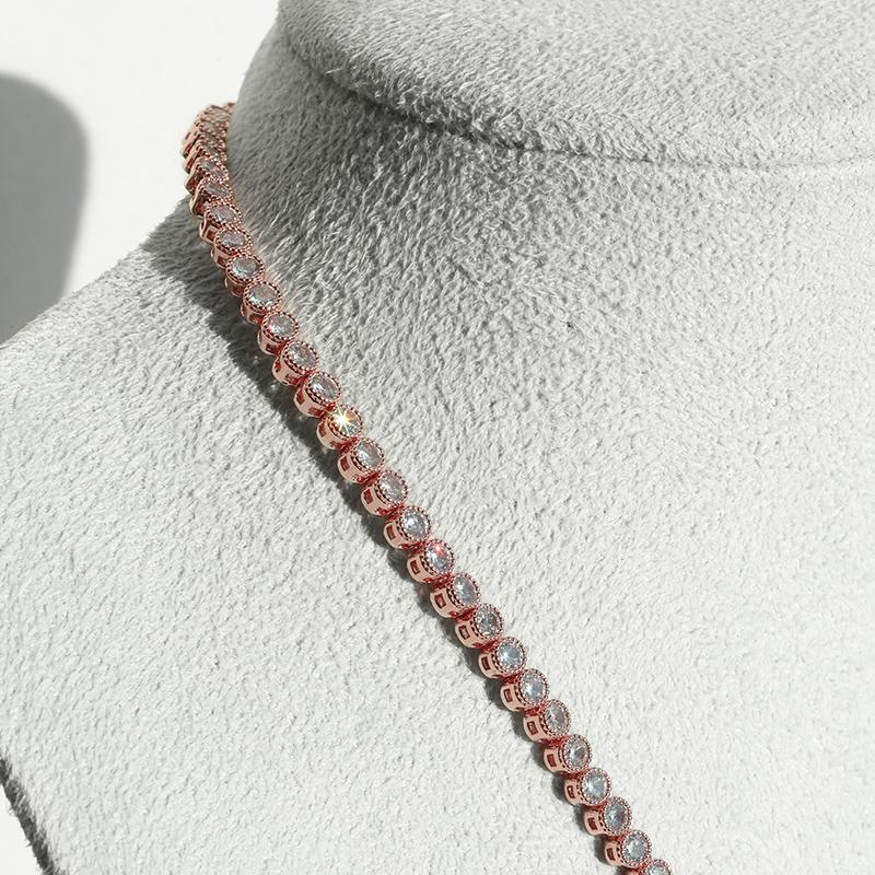 ネックレス 3mm キュービックジルコニア テニスネックレス 韓国