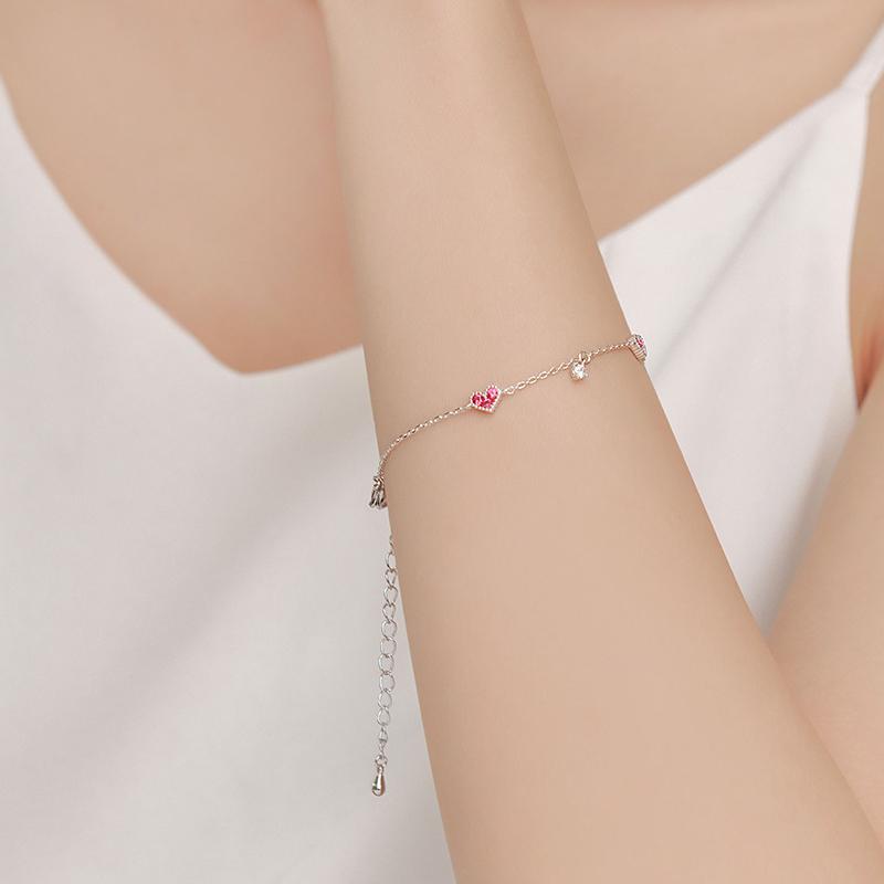 ハート　ルビー　ブレスレット ブレスレット ルビー ハートブレスレット 3カラー シルバー ゴールド