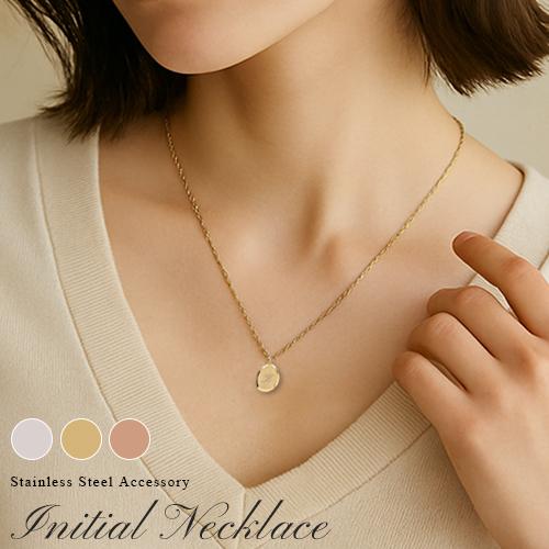 ゴールド ネックレス ペンダント アクセサリー 刻印あり イニシャル ネックレス 刻印 イニシャルネックレス 3色 シルバー