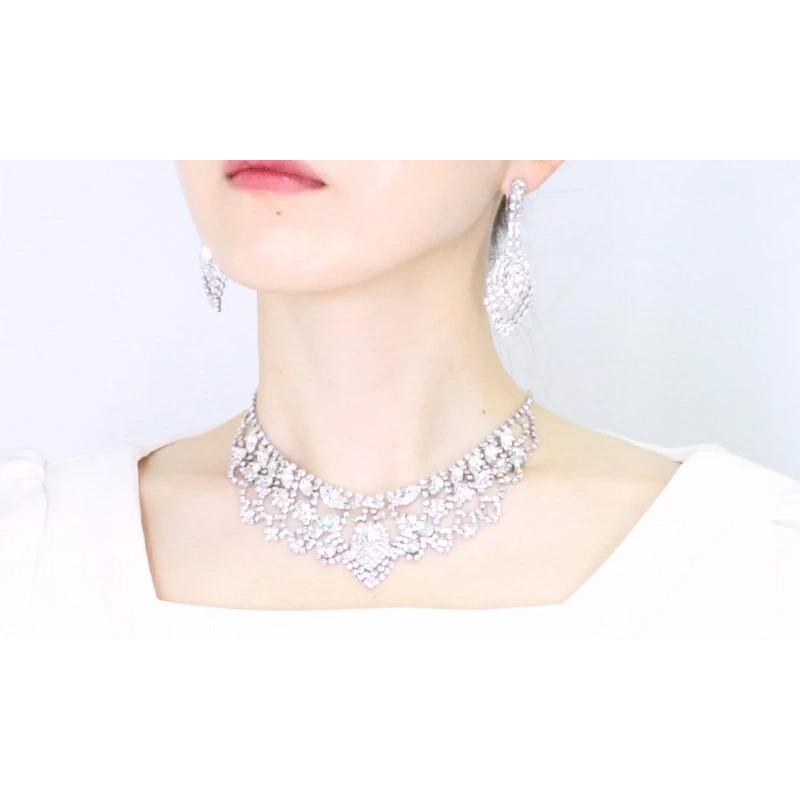 ブライダルセット クリスタル ブライダル ネックレス rose rosa ピアス