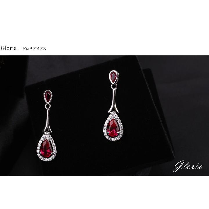 ピアス レディース ルビー ruby プラチナ 仕上げ シルバー ピアス レディース シンプル シルバー925 プレゼント 贈り物 女性 自分へのご褒美｜soo-soo｜02