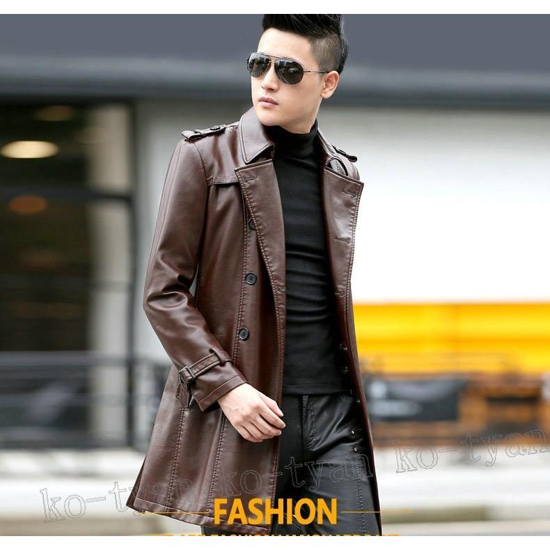 通常便なら送料無料 レザーコートメンズ トレンチコート 革コート レザージャケット ロング メンズ ライダース テーラードジャケット ロングコート レザーコート