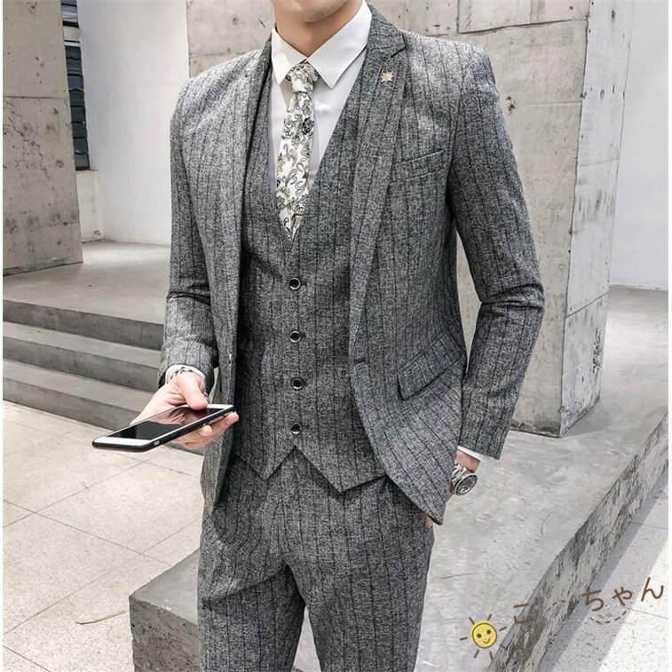 季節のおすすめ商品 冠婚葬祭 結婚式 紳士服 細身 ストライプ柄 ３点スーツセットアップ スリーピーススーツ3ピーススーツ メンズ ビジネススーツ ３点ス スリーピーススーツ3ピーススーツ メンズ ビジネススーツ ビジネススーツ Miguelsaco Com