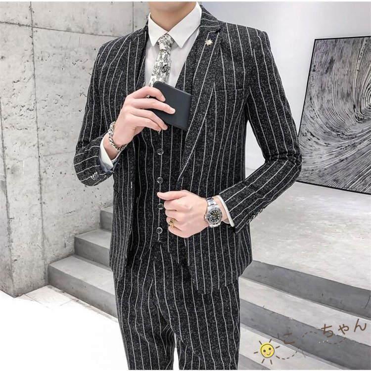 季節のおすすめ商品 冠婚葬祭 結婚式 紳士服 細身 ストライプ柄 ３点スーツセットアップ スリーピーススーツ3ピーススーツ メンズ ビジネススーツ ３点ス スリーピーススーツ3ピーススーツ メンズ ビジネススーツ ビジネススーツ Miguelsaco Com