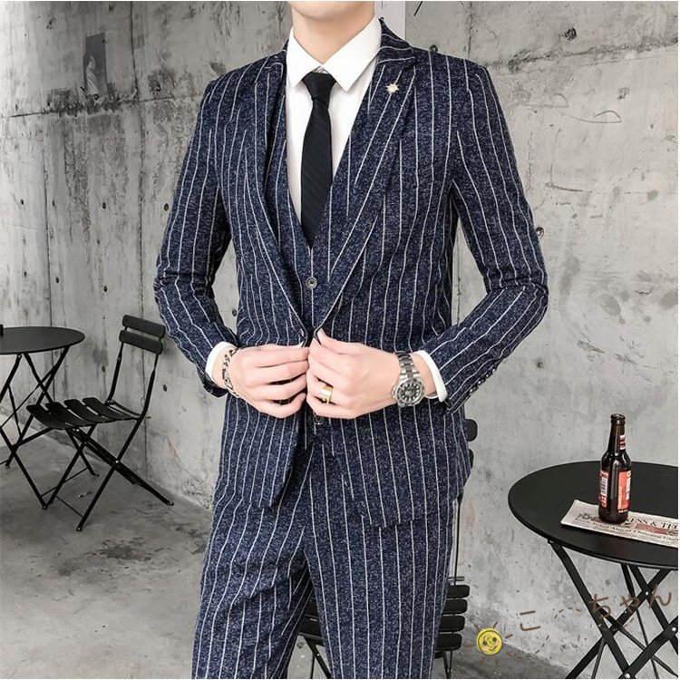 季節のおすすめ商品 冠婚葬祭 結婚式 紳士服 細身 ストライプ柄 ３点スーツセットアップ スリーピーススーツ3ピーススーツ メンズ ビジネススーツ ３点ス スリーピーススーツ3ピーススーツ メンズ ビジネススーツ ビジネススーツ Miguelsaco Com