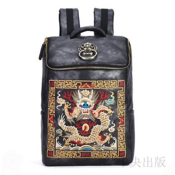 送料無料まとめ買い バックパック 個性的 リュック ブラック 派手 個性的 龍鶴刺繍 ゴールド獅子頭飾り02 617sw春夏新作 ファッション メンズファッション Febi Uinsaizu Ac Id