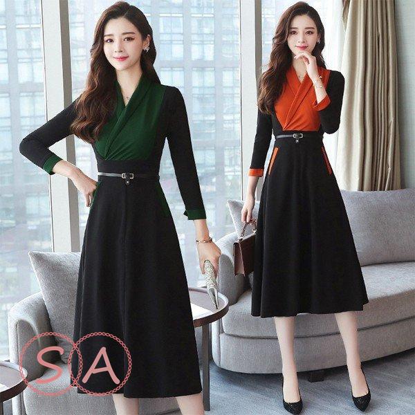 経典 無地 Aラインワンピース ミモレ丈 七分袖 秋 きれいめ 40代 レデイース ワンピース 上品 ママコーデ 入学式 お呼ばれ 二次会 通勤 おしゃれ 大人 ワンピース 色 オレンジ Www We Job Com