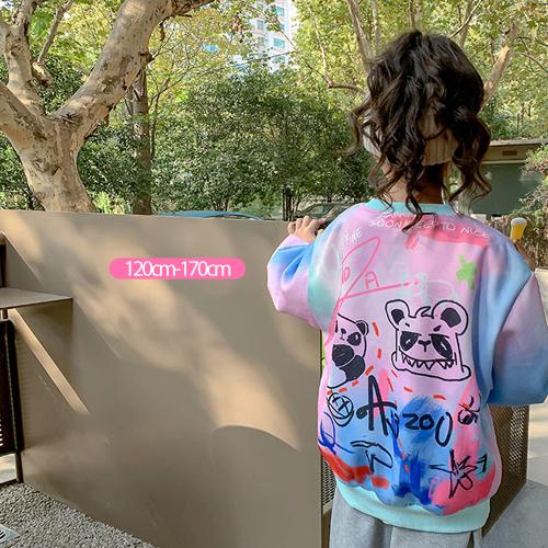 韓国子供服 トレーナー スウェット 長袖 トップス パステルカラー 派手 手書き風 イラスト 韓国 子供服 子ども服 春 新作 女子 男子 ダンス衣装 キッズ Ma22mc12 韓国子供服soon 5th 通販 Yahoo ショッピング